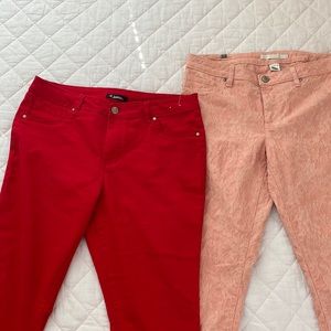 Set of Red & Pink Skinny Jeggings Sz 14